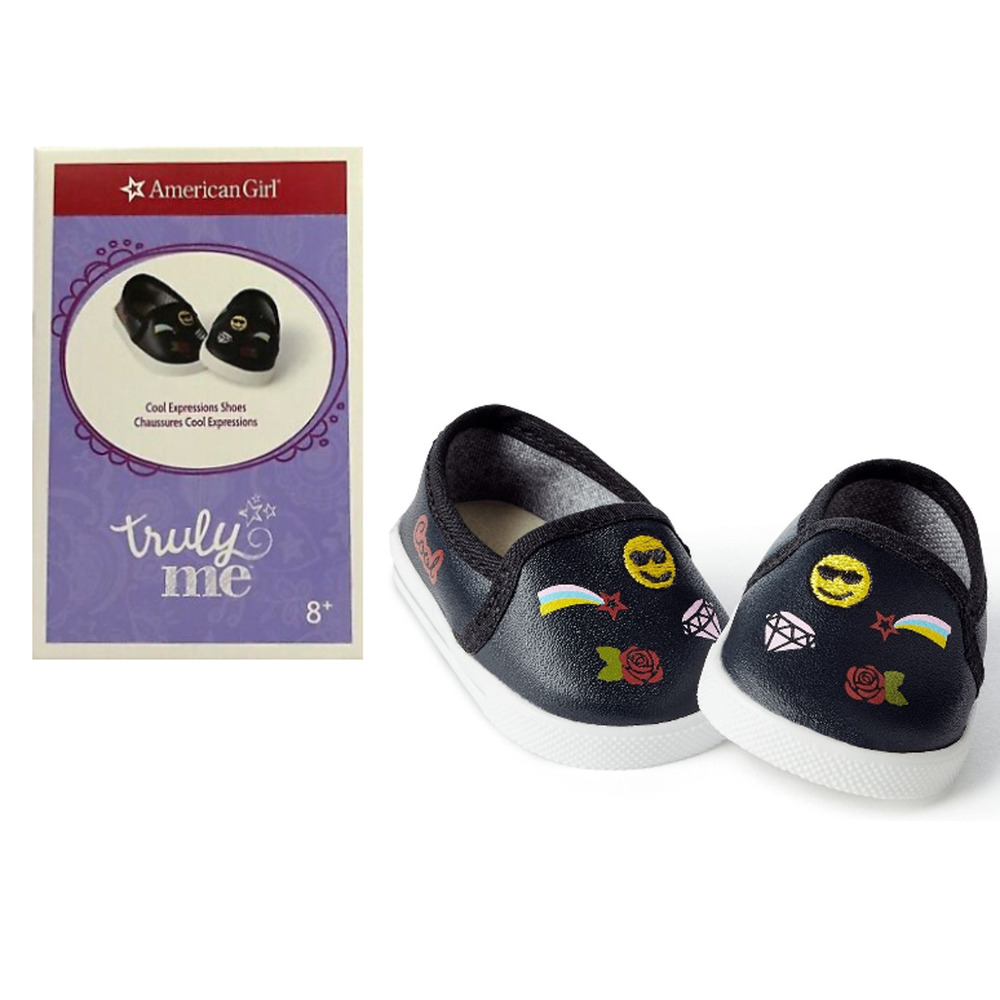 American Girl Doll Shoes Emoji Cool Expressions Black Rainbow Diamond Smile Face